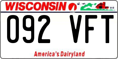 WI license plate 092VFT