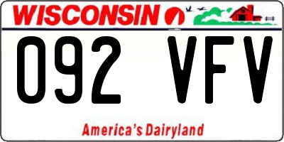 WI license plate 092VFV