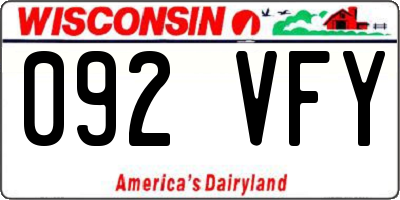 WI license plate 092VFY