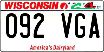 WI license plate 092VGA