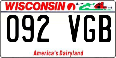 WI license plate 092VGB