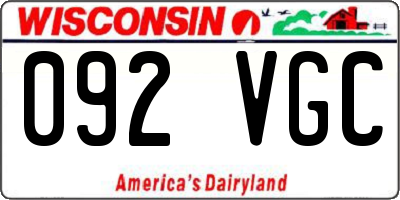 WI license plate 092VGC