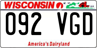 WI license plate 092VGD