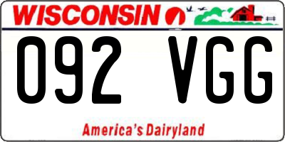 WI license plate 092VGG