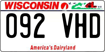 WI license plate 092VHD
