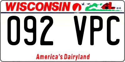 WI license plate 092VPC