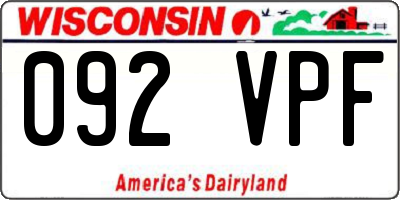 WI license plate 092VPF