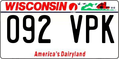 WI license plate 092VPK