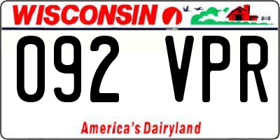 WI license plate 092VPR