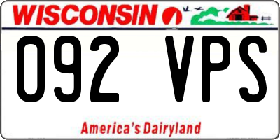 WI license plate 092VPS