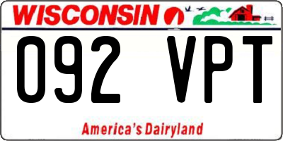 WI license plate 092VPT