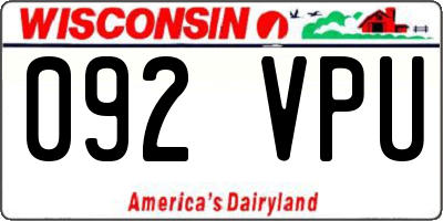 WI license plate 092VPU