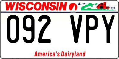 WI license plate 092VPY