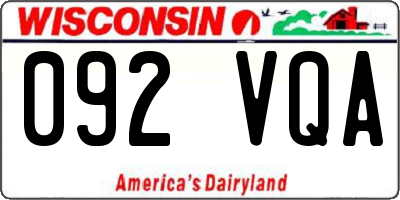 WI license plate 092VQA