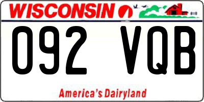WI license plate 092VQB