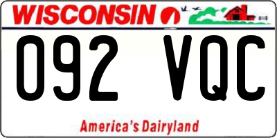 WI license plate 092VQC