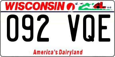 WI license plate 092VQE