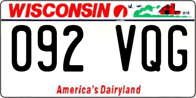WI license plate 092VQG
