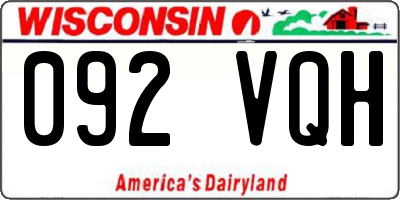 WI license plate 092VQH