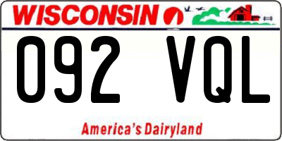WI license plate 092VQL