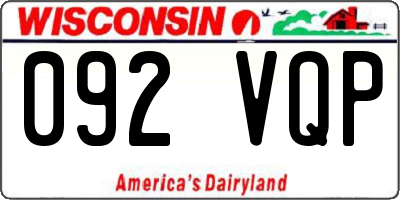 WI license plate 092VQP