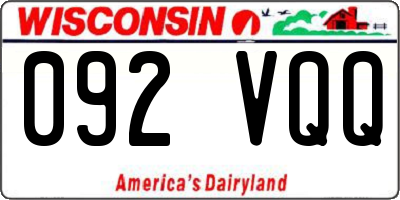 WI license plate 092VQQ