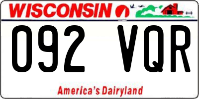 WI license plate 092VQR