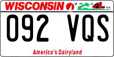 WI license plate 092VQS