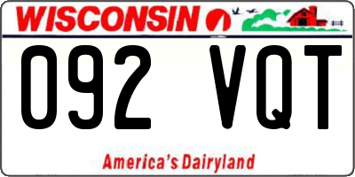 WI license plate 092VQT