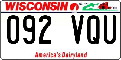 WI license plate 092VQU