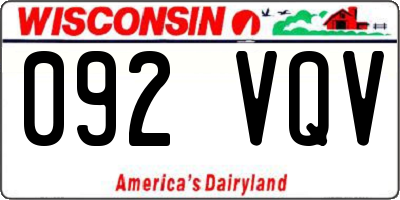 WI license plate 092VQV