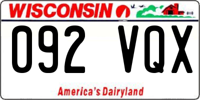 WI license plate 092VQX