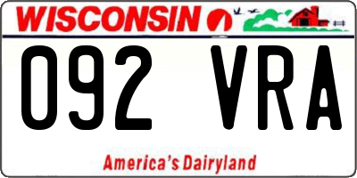 WI license plate 092VRA