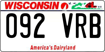 WI license plate 092VRB