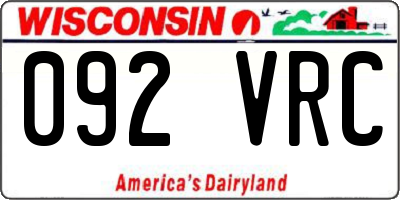 WI license plate 092VRC