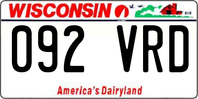 WI license plate 092VRD