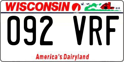 WI license plate 092VRF