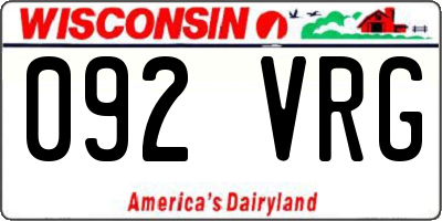 WI license plate 092VRG