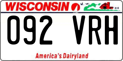 WI license plate 092VRH