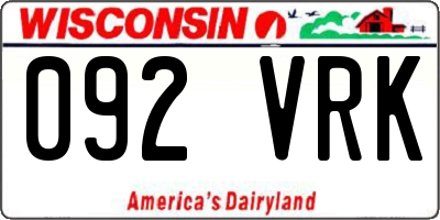 WI license plate 092VRK