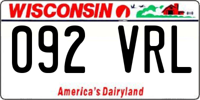 WI license plate 092VRL