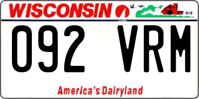 WI license plate 092VRM