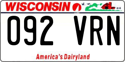 WI license plate 092VRN