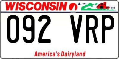 WI license plate 092VRP