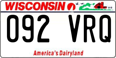 WI license plate 092VRQ