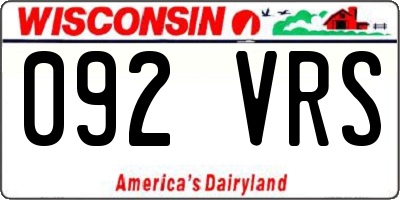 WI license plate 092VRS