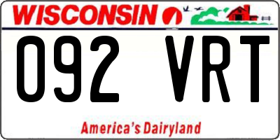 WI license plate 092VRT