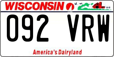 WI license plate 092VRW