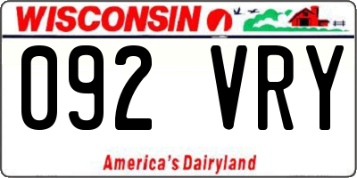 WI license plate 092VRY