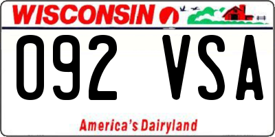 WI license plate 092VSA
